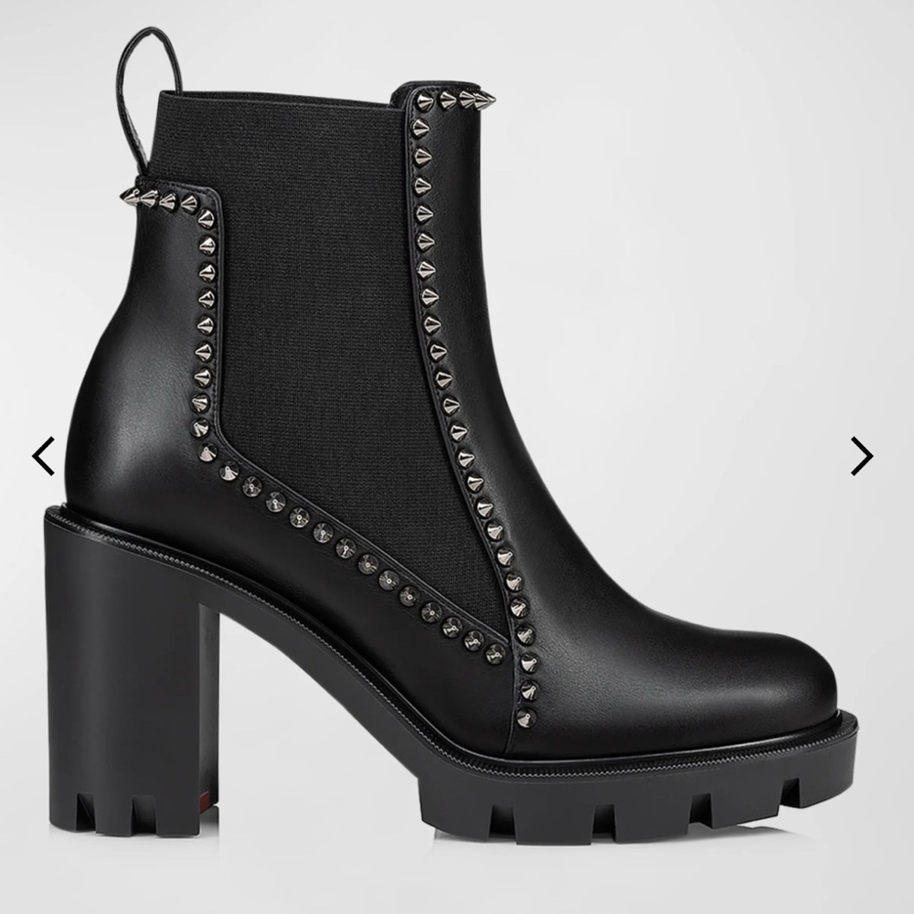 Christian Louboutin 70mm Out Line Spikes Leather Heeled Chelsea Booties